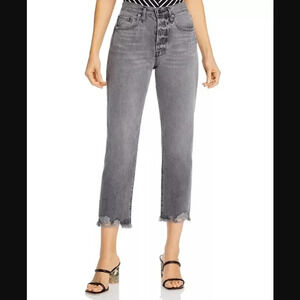 Frame Le Original Distressed Raw Edge Cropped Jeans in Acera Chew